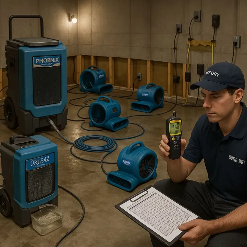 Structural Drying and Dehumidification process in Flora, IL